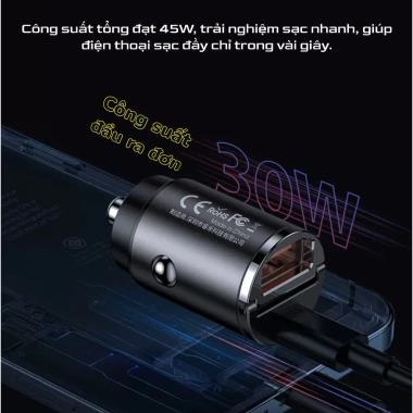 Charger ô tô ẩn trong sạc nhanh 45W – Tiện lợi, nhỏ gọn, giảm giá 20% chỉ 280.000₫ 4
