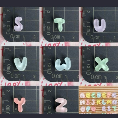 Charm Chữ 3 chữ tặng keo dán Mini trang trí kẹp tóc handmade ốp lưng bình nước nón bảo hiểm 5