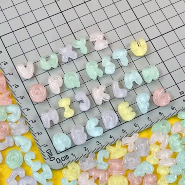 Charm Chữ 3 chữ tặng keo dán Mini trang trí kẹp tóc handmade ốp lưng bình nước nón bảo hiểm 8
