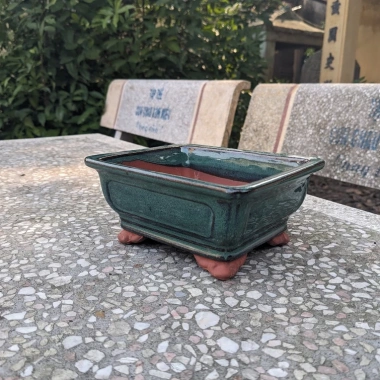 Chậu bonsai mini chữ nhật men xanh hỏa biến gốm Bát Tràng 17x13x7,5 cm Giá 45.000đ