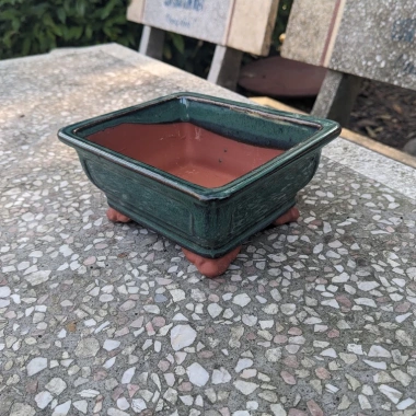 Chậu bonsai mini chữ nhật men xanh hỏa biến gốm Bát Tràng 17x13x7,5 cm Giá 45.000đ