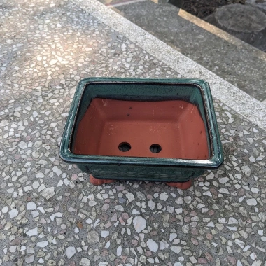 Chậu bonsai mini chữ nhật men xanh hỏa biến gốm Bát Tràng 17x13x7,5 cm Giá 45.000đ