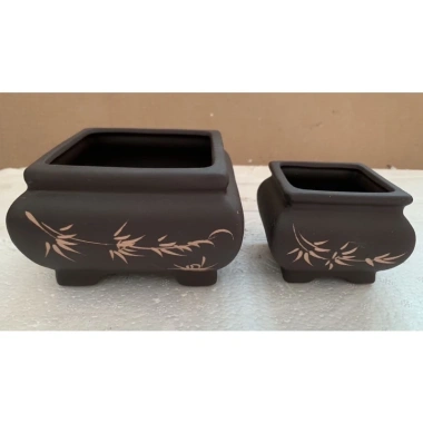 Chậu cây cảnh vuông khum mini bonsai gốm Bát Tràng màu nâu, giá 68.000₫ giảm mạnh