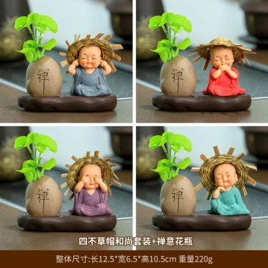 Chậu cây giả mini Tài Lộc kèm tượng Chú tiểu chắp tay Tiệm An Yên để bàn, trang trí, quà tặng, giá ưu đãi chỉ 90.000 VND 4 Chậu cây giả mini Tài Lộc kèm tượng Chú tiểu chắp tay Tiệm An Yên để bàn, trang trí, quà tặng, giá ưu đãi chỉ 90.000 VND 4