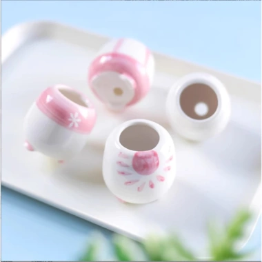 Chậu cây gốm sứ hồng trắng mini CHAUM29 - Trang trí bàn cute, cho hoa sen đá, cây cảnh, chỉ 38.000₫