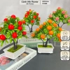 Chậu cây mini bonsai nhân tạo cao, điểm nhấn xanh mát, giảm giá chỉ 72.000₫