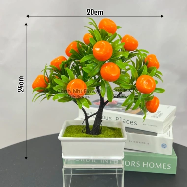 Chậu cây mini bonsai nhân tạo cao, điểm nhấn xanh mát, giảm giá chỉ 72.000₫ 6