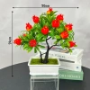Chậu cây mini bonsai nhân tạo cao, điểm nhấn xanh mát, giảm giá chỉ 72.000₫ 9