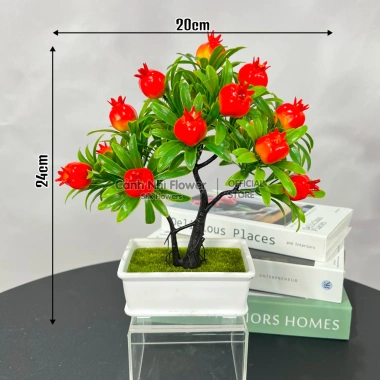 Chậu cây mini bonsai nhân tạo cao, điểm nhấn xanh mát, giảm giá chỉ 72.000₫ 9