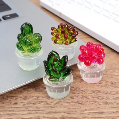 Chậu Cây Xương Rồng Mini Nhựa Resin Trong Suốt - Trang Trí Bàn Giá 38.5k