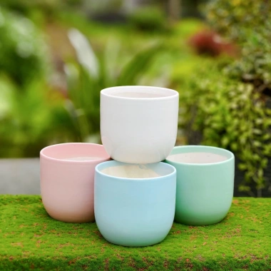 Chậu gốm sứ mini nắp phích thiết kế HUY NAM - Đa màu, giá 30.000 bàn, ban công 2