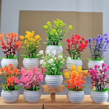 Chậu hoa Mini - Hoa giả, cây cảnh, trang trí nhà búp bê, terrarium, giá chỉ 35k