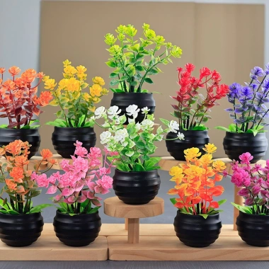Chậu hoa Mini - Hoa giả, cây cảnh, trang trí nhà búp bê, terrarium, giá chỉ 35k