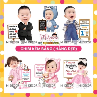 Chibi Bảng Thông Tin Trang Trí Thôi Nôi và Sinh Nhật Bé Trai, Bé Gái - Giá 136.000 giảm 20 phần trăm