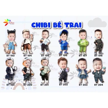 Chibi sinh nhật in hình thôi nôi bé gái trai - miễn phí thiết kế tặng chân đứng 38.000đ