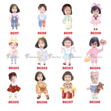 Chibi sinh nhật in hình thôi nôi bé gái trai - miễn phí thiết kế tặng chân đứng 38.000đ