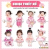 Chibi sinh nhật thôi nôi bé gái - FREE thiết kế, gửi mẫu trước khi in, chỉ 50.000 VND