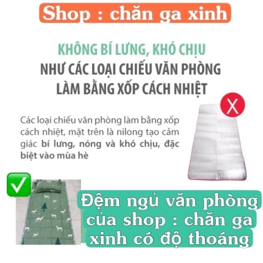 Chiếu văn phòng 3 trải sàn cao cấp, chống trơn trượt, đệm du lịch 90x200cm gấp gọn tiện lợi đa năng - Giá 65.000₫ 6