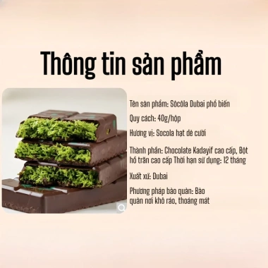 Chocolate Dubai Sôcôla Sandwich Ngàn Lớp Nhân Hạt Dẻ Cười Giòn Trung Đông 81.000₫ 9
