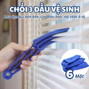 Chổi Vệ Sinh Khe Cửa Gió Điều Hòa Nội Thất Ô Tô - Bàn Chải 3 Mặt, Lau Bụi Cửa Sổ, Máy Lạnh, Rèm Tiện Lợi 25k 5