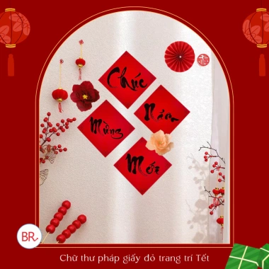 Chữ Thư Pháp Giấy Đỏ Mẹt Tết - Tem Xuân Tài Lộc Thịnh Vượng Nhũ 2.122 4 Chữ Thư Pháp Giấy Đỏ Mẹt Tết - Tem Xuân Tài Lộc Thịnh Vượng Nhũ 2.122 4