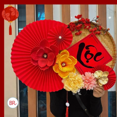 Chữ Thư Pháp Giấy Đỏ Mẹt Tết - Tem Xuân Tài Lộc Thịnh Vượng Nhũ 2.122