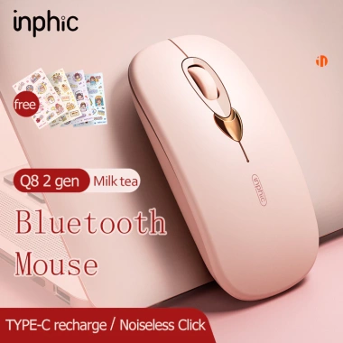 Chuột Bluetooth Không Dây TEKKIN INPHIC Q8 - Màu Trà Sữa, Giá chỉ 199.000