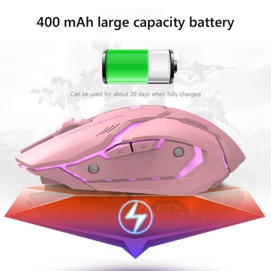 Chuột Gaming Không Dây T1 Ergonomic 2.4G USB Quang Học Màu Hồng Giá 135.000₫