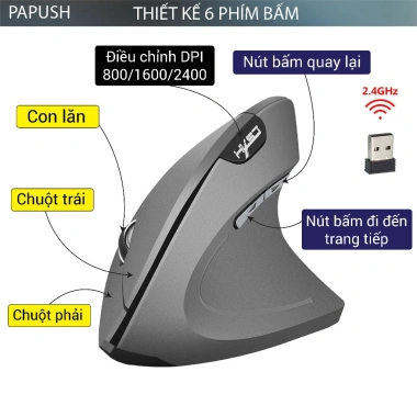 Chuột không dây đứng USB 2.4GHz chống mỏi tay PC/Laptop - Giá 65.000 VND 2