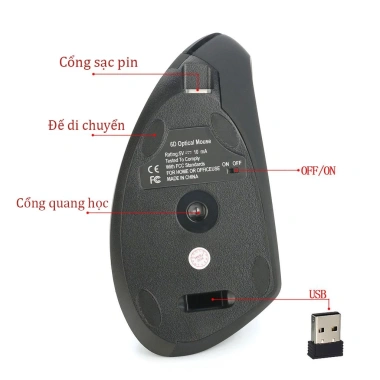 Chuột không dây đứng USB 2.4GHz chống mỏi tay PC/Laptop - Giá 65.000 VND 7