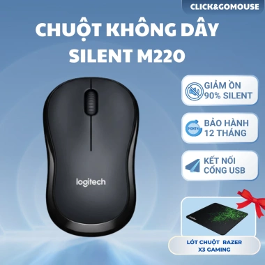 Chuột Không Dây Logitech M220 Silent - Siêu Yên Tĩnh, Dùng Văn Phòng & Học Tập, Quà Tặng Lót Chuột, 119.000₫
