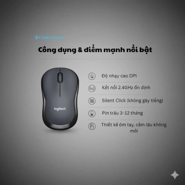Chuột Không Dây Logitech M220 Silent - Siêu Yên Tĩnh, Dùng Văn Phòng & Học Tập, Quà Tặng Lót Chuột, 119.000₫ 2