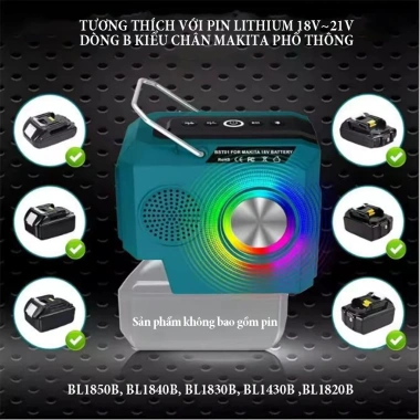 Chuyển đổi pin máy công cụ sang loa Bluetooth, sạc nhanh 18W, hỗ trợ Pin Makita - 473k 4