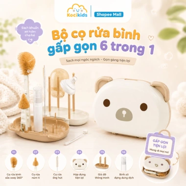 Cọ bình sữa Silicon 6 trong 1 kèm giá úp, chỉ 68.000₫ - Du lịch không lo rò rỉ