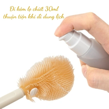 Cọ bình sữa Silicon 6 trong 1 kèm giá úp, chỉ 68.000₫ - Du lịch không lo rò rỉ