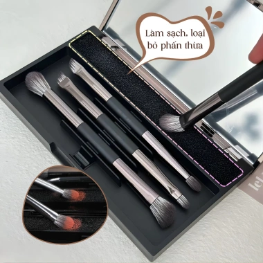 Cọ trang điểm hai đầu kèm gương hộp - Siêu mềm, tự nhiên, thân thiện da, chỉ 38.000₫ 2