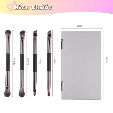 Cọ trang điểm hai đầu kèm gương hộp - Siêu mềm, tự nhiên, thân thiện da, chỉ 38.000₫ 3