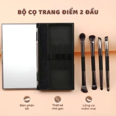 Cọ trang điểm hai đầu kèm gương hộp - Siêu mềm, tự nhiên, thân thiện da, chỉ 38.000₫ 4