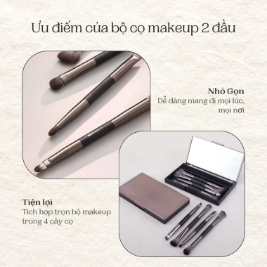 Cọ trang điểm hai đầu kèm gương hộp - Siêu mềm, tự nhiên, thân thiện da, chỉ 38.000₫ 8