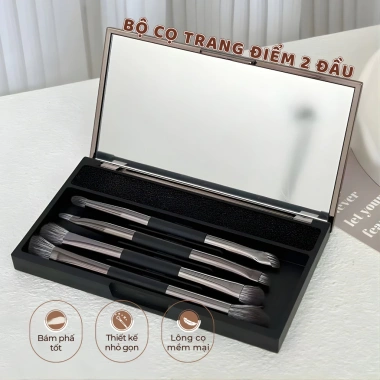 Cọ trang điểm hai đầu kèm gương hộp - Siêu mềm, tự nhiên, thân thiện da, chỉ 38.000₫ 10