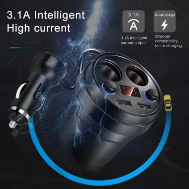 Cốc Chia Tẩu Sạc Ô Tô 2 Đầu Tẩu + 2 Cổng USB - Giá chỉ 99.000₫, Tiết kiệm