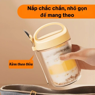 Cốc EMI 430ml Thủy Tinh Nắp Kín và Thìa - Đựng Ngủ, Yến Mạch, Sữa Chua, 58.999đ 8 Cốc EMI 430ml Thủy Tinh Nắp Kín và Thìa - Đựng Ngủ, Yến Mạch, Sữa Chua, 58.999đ 8