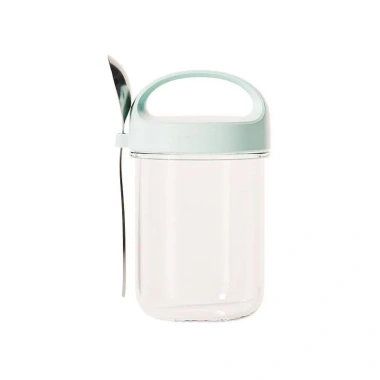 Cốc EMI 430ml Thủy Tinh Nắp Kín và Thìa - Đựng Ngủ, Yến Mạch, Sữa Chua, 58.999đ