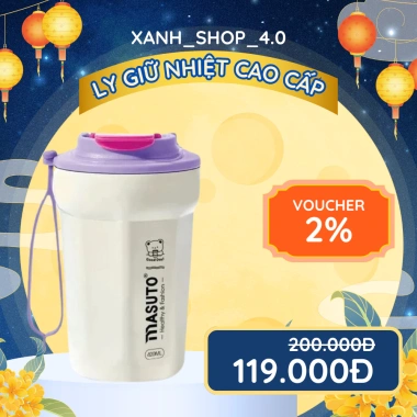 Cốc giữ nhiệt Masuto MS Valentine 420ml inox 304, giữ 4 mùa, nhẹ mang du lịch - 119k