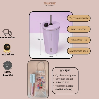 Cốc giữ nhiệt TYESO Coffee inox 304 600ml, có ống hút, kèm quà tặng - giảm còn 180.000₫ 4 Cốc giữ nhiệt TYESO Coffee inox 304 600ml, có ống hút, kèm quà tặng - giảm còn 180.000₫ 4