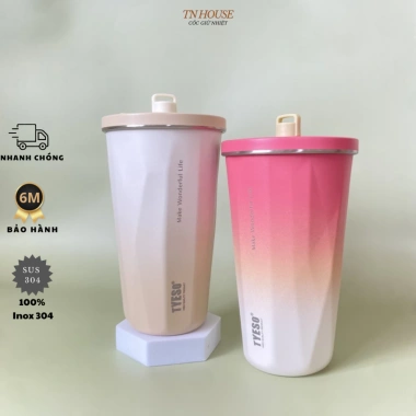 Cốc giữ nhiệt TYESO Coffee inox 304 600ml, có ống hút, kèm quà tặng - giảm còn 180.000₫