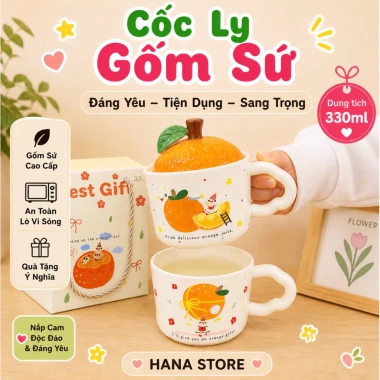 Cốc Ly Nắp Quả Cam 330ml Quà Tặng Sinh Nhật Văn Phòng - 26.000₫ Hana Store