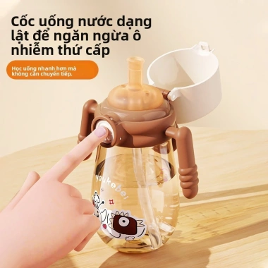 Cốc nước trẻ em Youkebei, ống hút gia dụng, nắp gập du lịch, chỉ 60.000đ 2