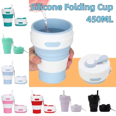 Cốc Nước và Cà Phê Gấp Gọn Silicon - Thể Thao Du Lịch Tiện Lợi, Kèm Ống Hút, Giá Chỉ 66.000₫ 2