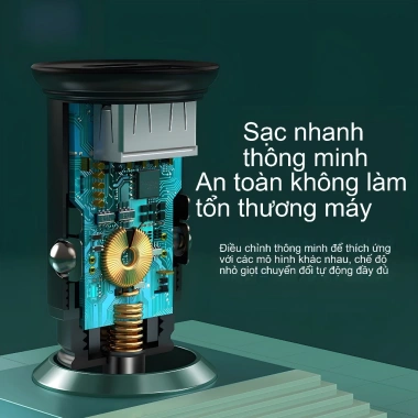 Cốc sạc nhanh ô tô PD30W Type-C và USB-A, hỗ trợ iPhone Samsung Huawei, chuẩn PD/QC 3.0, giá ưu đãi 78.800₫
